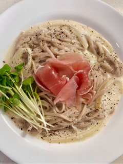 豆乳クリームチーズパスタ風蕎麦♡!-レシピのメイン写真