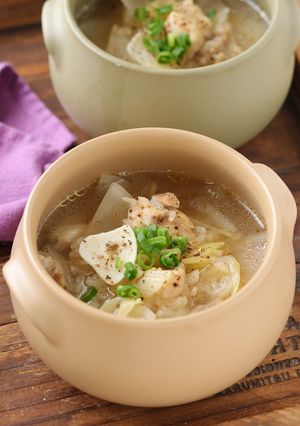 レンチン！鶏肉と大根のサムゲタン風スープ-レシピのメイン写真