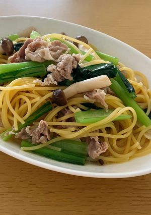 【ワンパン】豚肉と小松菜のパスタ-レシピのメイン写真