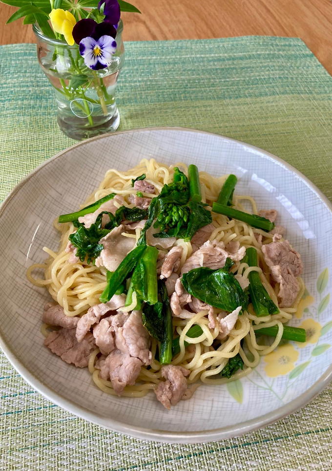 菜の花と豚こま肉の塩焼きそば♪-レシピのメイン写真