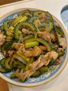 ゴーヤと豚こまアスパラの甘酢炒め-レシピのメイン写真