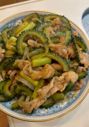 ゴーヤと豚こまアスパラの甘酢炒め-レシピのメイン写真