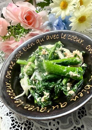 菜花(かき菜)と新玉ねぎのGツナマヨぽん-レシピのメイン写真