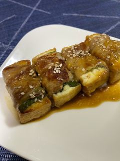 焼き揚げ豆腐の豚チーズしそ巻き-レシピのメイン写真