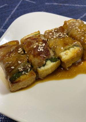 焼き揚げ豆腐の豚チーズしそ巻き-レシピのメイン写真