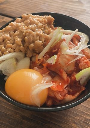 楽ちん簡単"納得キムチ卵かけご飯"-レシピのメイン写真
