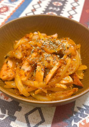 魚肉ソーセージと玉ねぎの粒マスケチャップ炒め-レシピのメイン写真