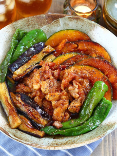 豚こま肉&夏野菜の甘辛コチュ揚げ焼き浸し-レシピのメイン写真