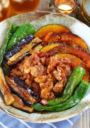 豚こま肉&夏野菜の甘辛コチュ揚げ焼き浸し-レシピのメイン写真
