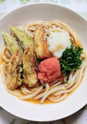 簡単昼食！竹輪茗荷天おろしぶっかけうどん-レシピのメイン写真