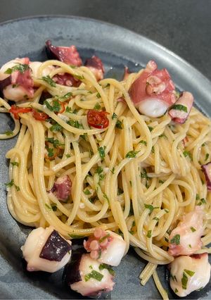 ワンパン【タコと大葉のペペロンチーノ】-レシピのメイン写真