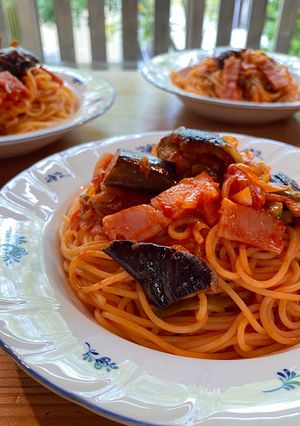 揚げナスとベーコンのナポリタン-レシピのメイン写真