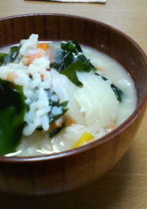 ◎朝ごはん◎しゃけわかめの豆乳おかゆ-レシピのメイン写真