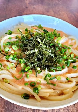 熱々で食べる釜玉明太子うどん-レシピのメイン写真