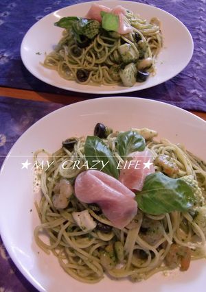シーフードとオリーブのジェノベーゼパスタ-レシピのメイン写真