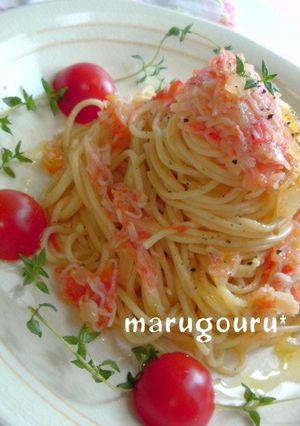 かにフレークで♪トマトとタイムのパスタ♪-レシピのメイン写真