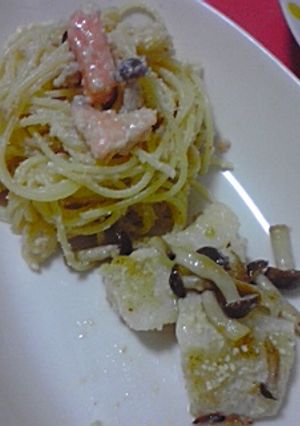 きのことサーモンのたらこクリームパスタ-レシピのメイン写真