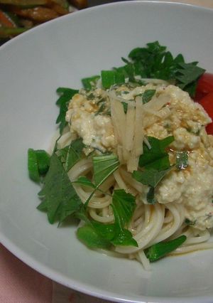 トマトとくずし豆腐のサラダそうめん-レシピのメイン写真