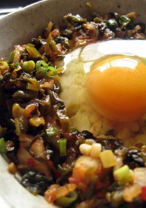 かんたん　高菜の生たまごかけ朝ごはん！-レシピのメイン写真