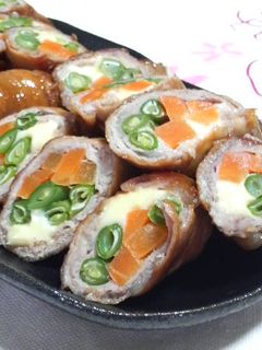 ❤いんげん・にんじんのチーズin肉巻き❤-レシピのメイン写真