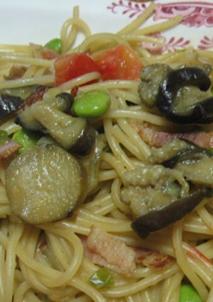 帝国ホテル風ナスとベーコンと枝豆のパスタ-レシピのメイン写真