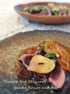 簡単で美味しい【カツオ】【牛肉】のたたき-レシピのメイン写真