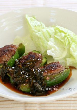 ダブル緑野菜 肉詰めピーマンの韮あんかけ-レシピのメイン写真