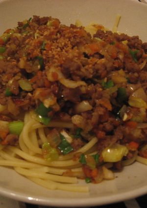 ひき肉と野菜の味噌味パスタ-レシピのメイン写真