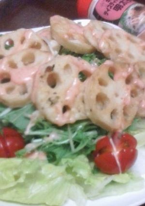 シャキシャキ蓮根と水菜の明太子サラダ-レシピのメイン写真