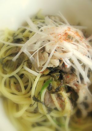 簡単・高菜と豚肉の青柚子胡椒スパゲティ-レシピのメイン写真