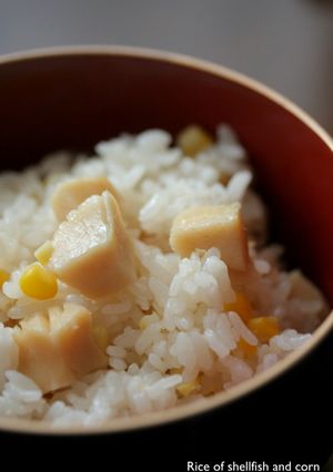 ホタテの貝柱ととうもろこしの炊き込みご飯-レシピのメイン写真