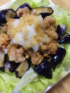 鶏唐揚げと揚げナスのゆず胡椒サラダ-レシピのメイン写真