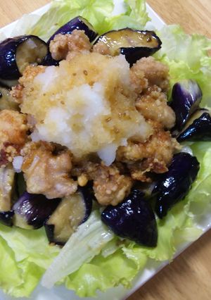 鶏唐揚げと揚げナスのゆず胡椒サラダ-レシピのメイン写真