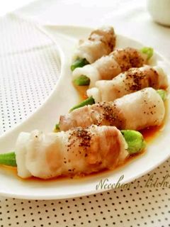 おくらチーズの肉巻き*わさポンで食べてね-レシピのメイン写真
