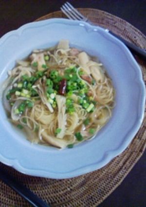 ピリ辛風＊きのことベーコンのスープパスタ-レシピのメイン写真