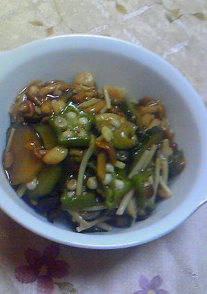 おつまみにも♪なめこと夏野菜の簡単一品-レシピのメイン写真