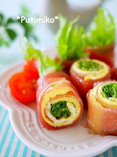 可愛い前菜*生ハムと卵で水菜巻き♪-レシピのメイン写真