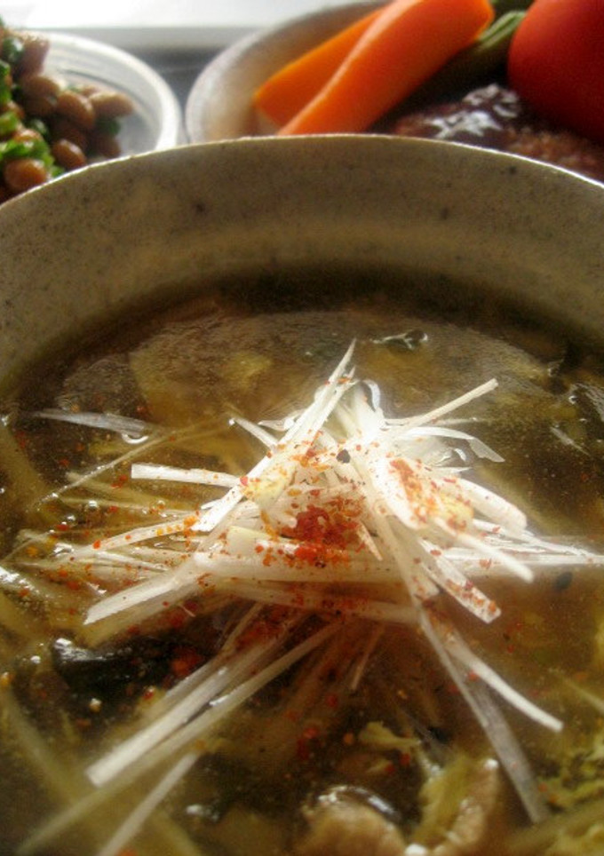 お手軽・高菜と豚肉のとろりたまごスープ-レシピのメイン写真