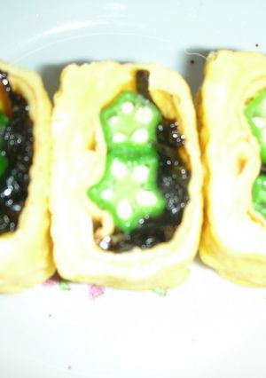 お弁当用卵焼き（オクラと紫蘇昆布）-レシピのメイン写真