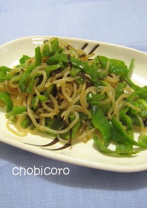 ピーマンと糸こんにゃくの塩昆布炒め-レシピのメイン写真