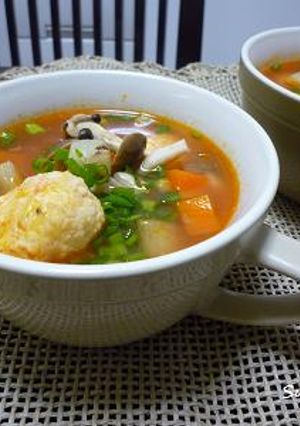 チーズ入り鶏だんごのトマトスープ-レシピのメイン写真