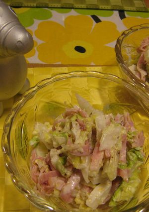 白菜とハムの胡麻マヨマスタードサラダ-レシピのメイン写真