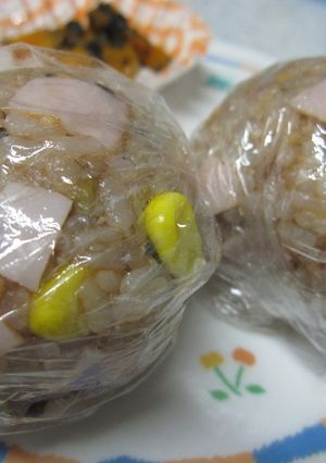 ~ハムコーンdeクルクルラップおにぎり~-レシピのメイン写真