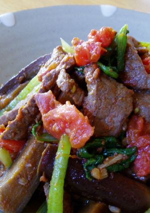 シンプル簡単✿牛肉となすのトマト炒め-レシピのメイン写真