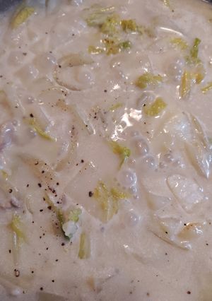 白菜大量消費〜キノコ鶏肉白菜のクリーム煮-レシピのメイン写真