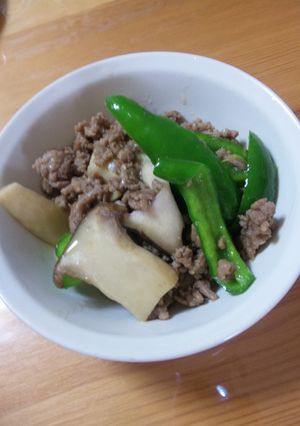 余り物で作った、ピーマンと挽き肉炒め-レシピのメイン写真