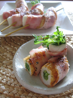 ちくわと豆苗のベーコン巻き焼き-レシピのメイン写真