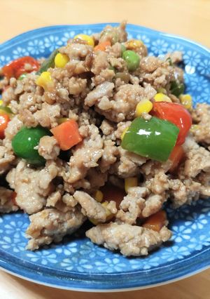 ひき肉のカラフルお好み焼き炒め-レシピのメイン写真