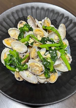 あさりと菜の花の酒蒸し-レシピのメイン写真