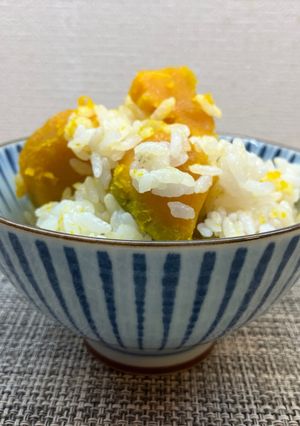 麦入り！カボチャの炊き込みご飯♪-レシピのメイン写真